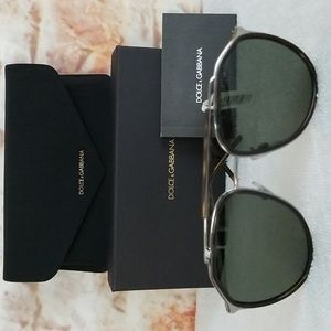 Dolce&Gabbana Men's Metal Double-Bridge Round Aviator Sunglasses